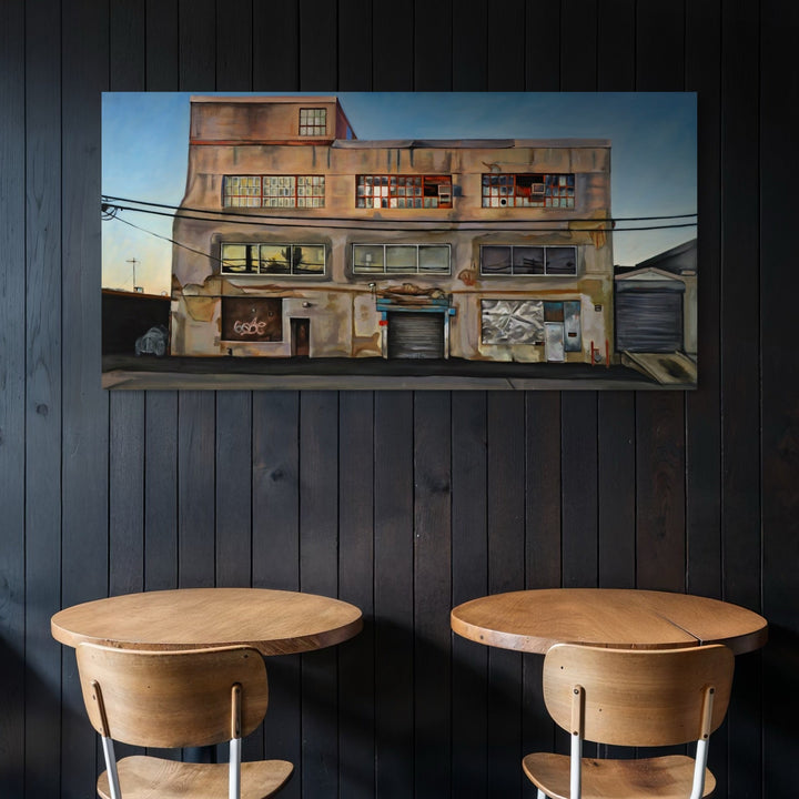 The artwork, Urban Monoploy, NY Avenue, by Regina Miele, displayed in a room.