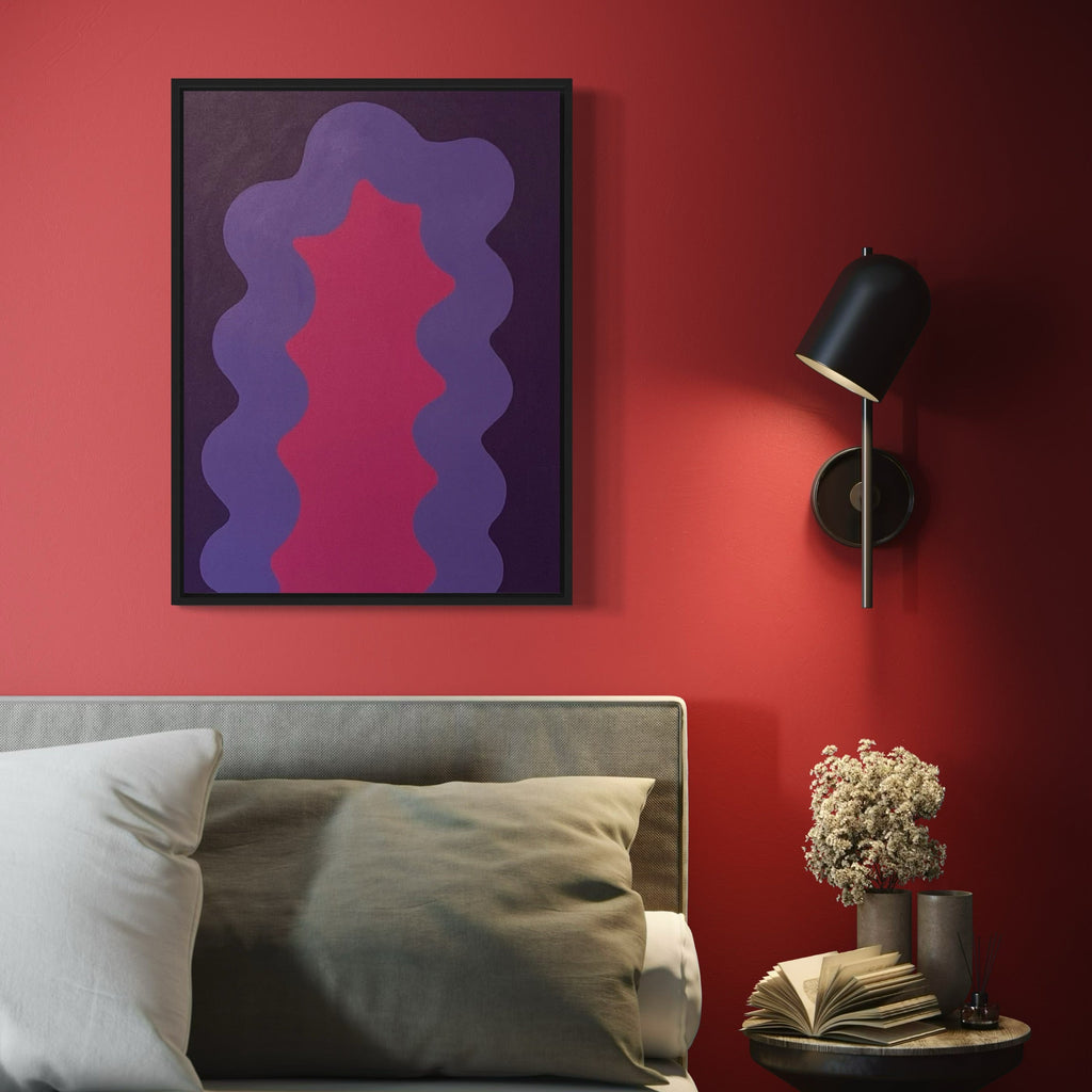 A photo of the artwork VIOLET, by Shadia Sabagh, hanging on a wall.