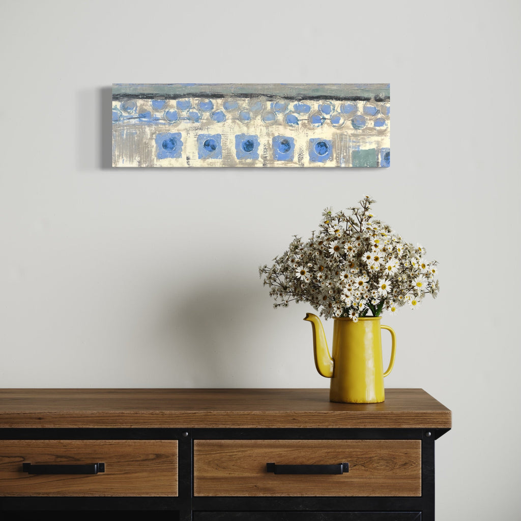 A photo of the artwork Vault Lights(Treads & Risers-3), by Cora Jane Glasser, hanging on a wall.