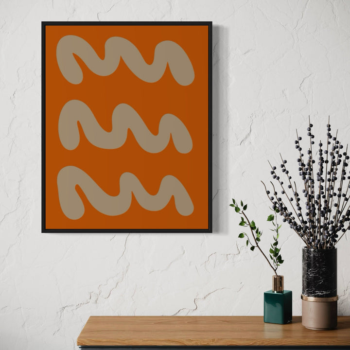 A photo of the artwork WAVES VI, by Shadia Sabagh, hanging on a wall.