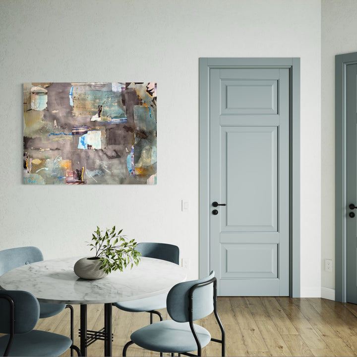 The artwork, WINDOWS , by Diane Love, displayed in a room.