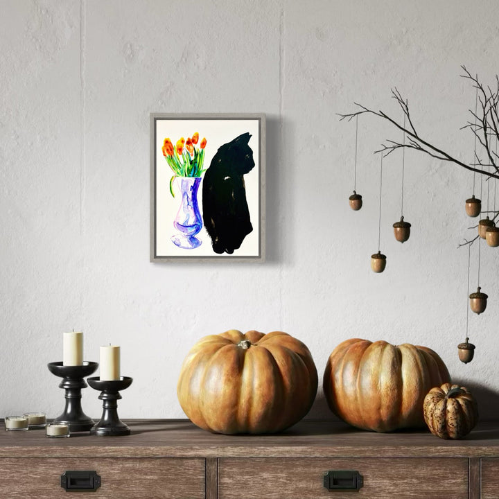 A photo of the artwork Wabi-sabi, by Monica Carrier, hanging on a wall.