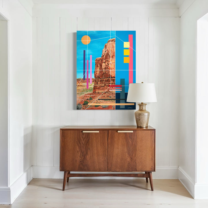 The artwork, Waiting Until We Meet Again, by Adam Anglin, displayed in a room.