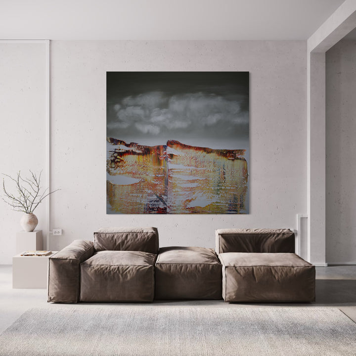 The artwork, Warm Clouds 1, by Harry Moody, displayed in a room.