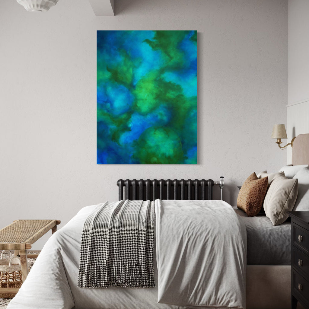 The artwork, Water Dwelling iv, by Anne Cherubim, displayed in a room.