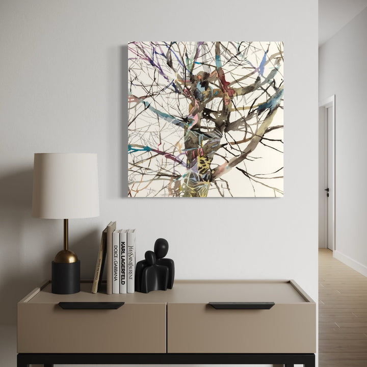 The artwork, Watercolor Tree, by Lisa Warren, displayed in a room.