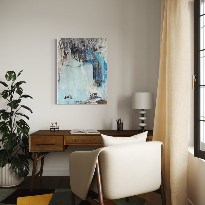 The artwork, Waterfall, by Amy Turner, displayed in a room.
