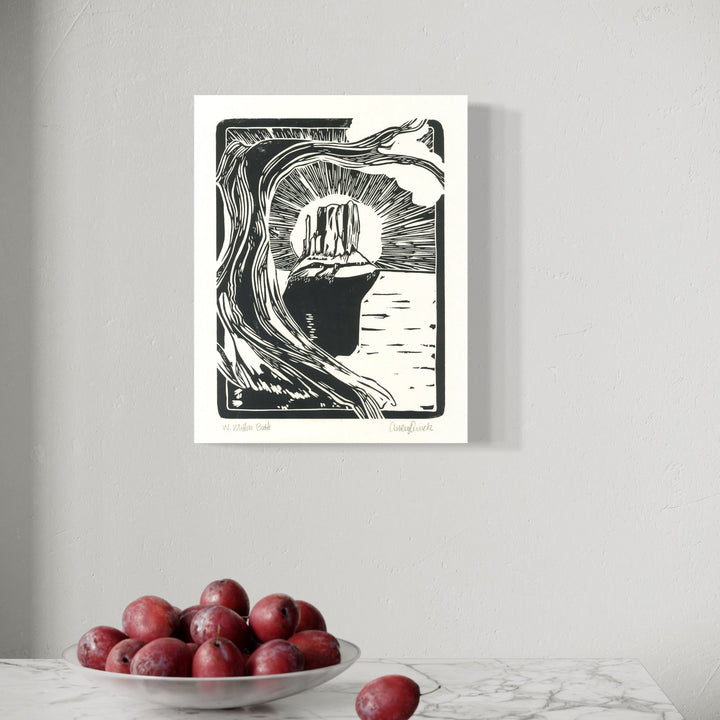 The artwork, West Mitten Butte, by Ashley Ranae Quick, displayed in a room.