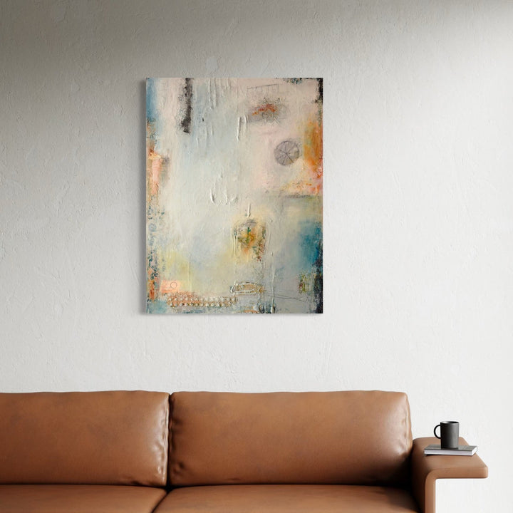 The artwork, Wheels of Life, by Deborah Chaney, displayed in a room.