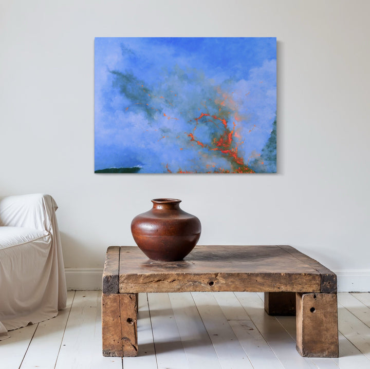The artwork, When Pele Sings, by Anne Cherubim, displayed in a room.