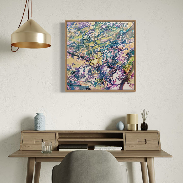The artwork, Wind, by Jane E. Skafte, displayed in a room.
