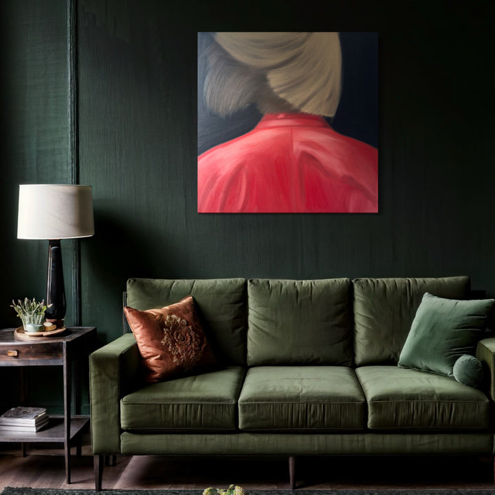 The artwork, Wind in Her hair, by Anastasia Korsakova, displayed in a room.