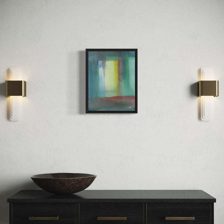 A photo of the artwork Whispers, by Arthur Norcome, hanging on a wall.
