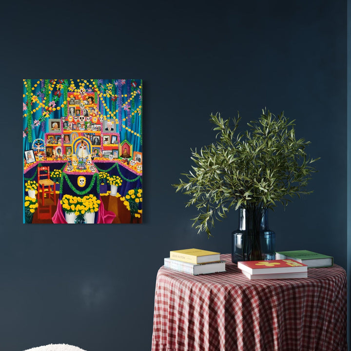 The artwork, Yamaya with the Dead, by Roxa Smith, displayed in a room.