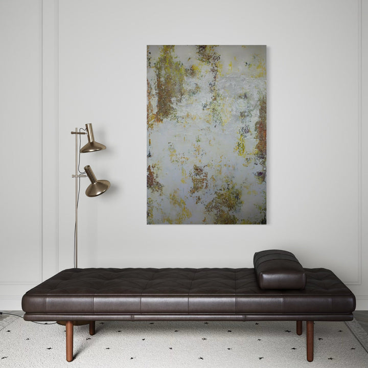 The artwork, Yellow, by Deborah Chaney, displayed in a room.