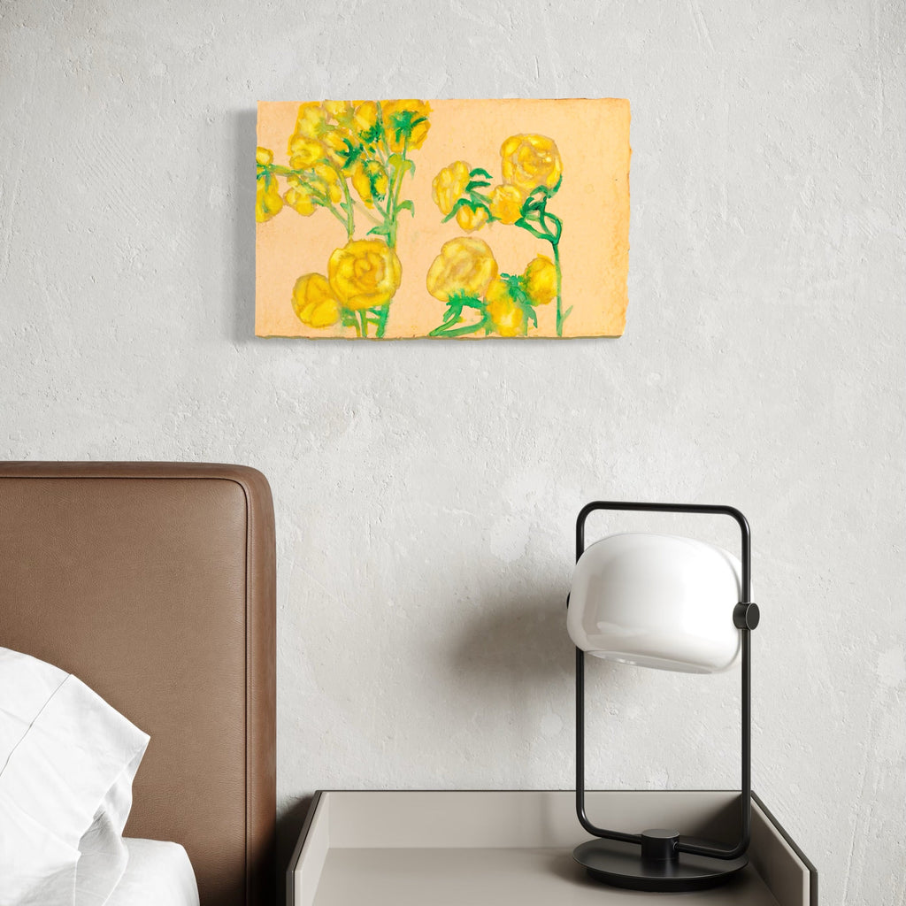 The artwork, Yellow Roses, by Lisa Warren, displayed in a room.