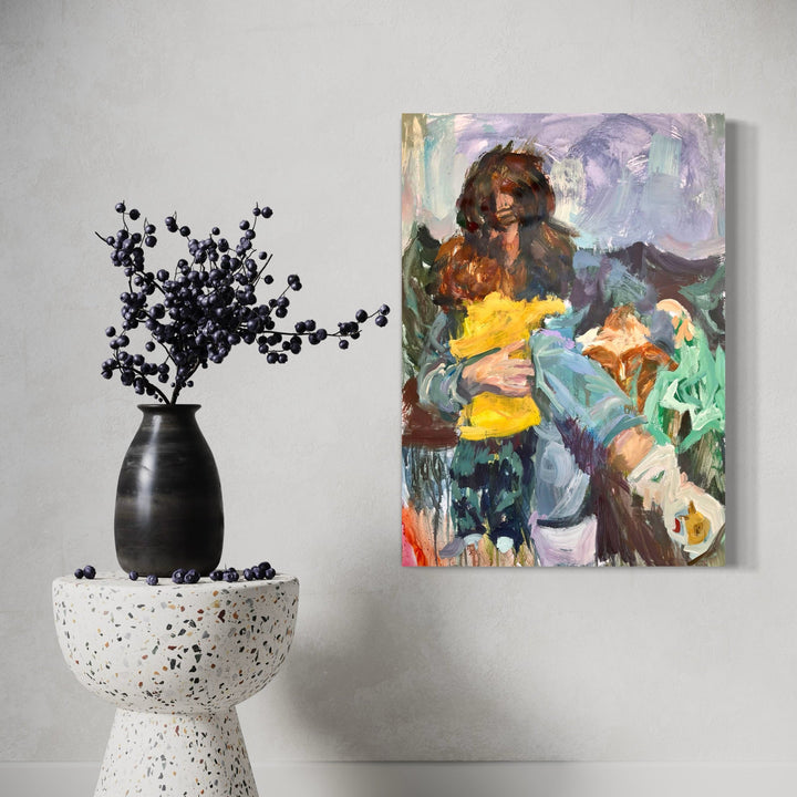 The artwork, You surrounded me with love, by Dionysia Adamopoulou, displayed in a room.