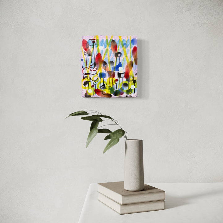 The artwork, You've been selected for the experiment, by Evan Peltzman, displayed in a room.