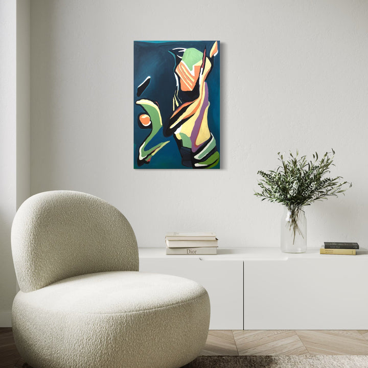 The artwork, Your Inner Stallion, by Lia Rodi, displayed in a room.