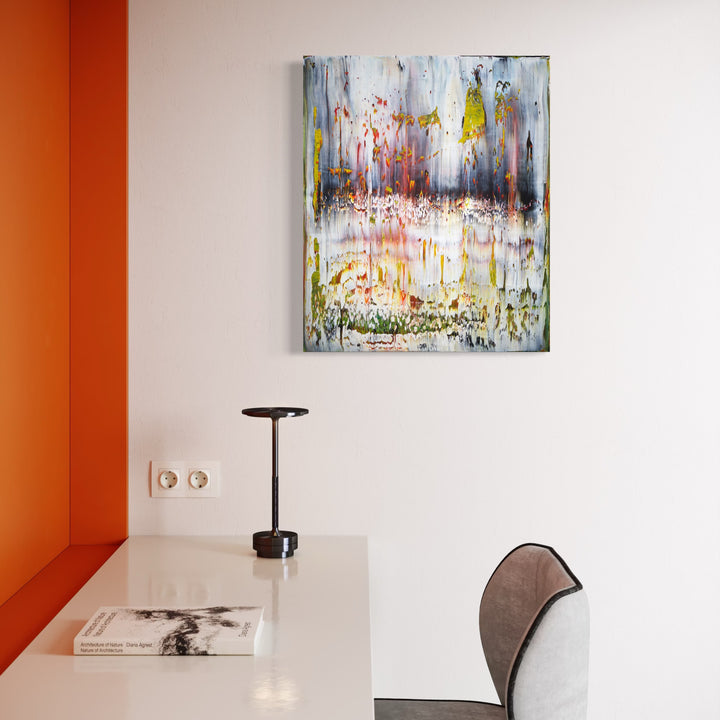 The artwork, abstract 1, by Harry Moody, displayed in a room.