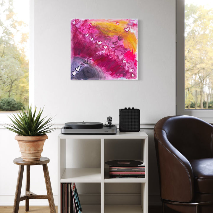 The artwork, hearing the cuckoo cry , by Aliza Sternstein, displayed in a room.