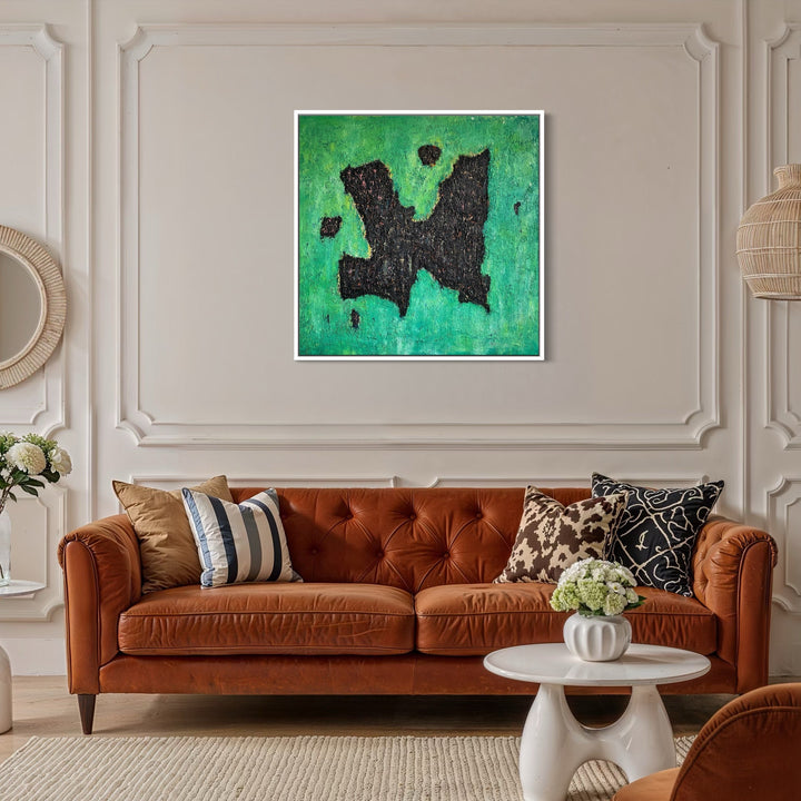 The artwork, número 56, by Roberto A Godinez, displayed in a room.