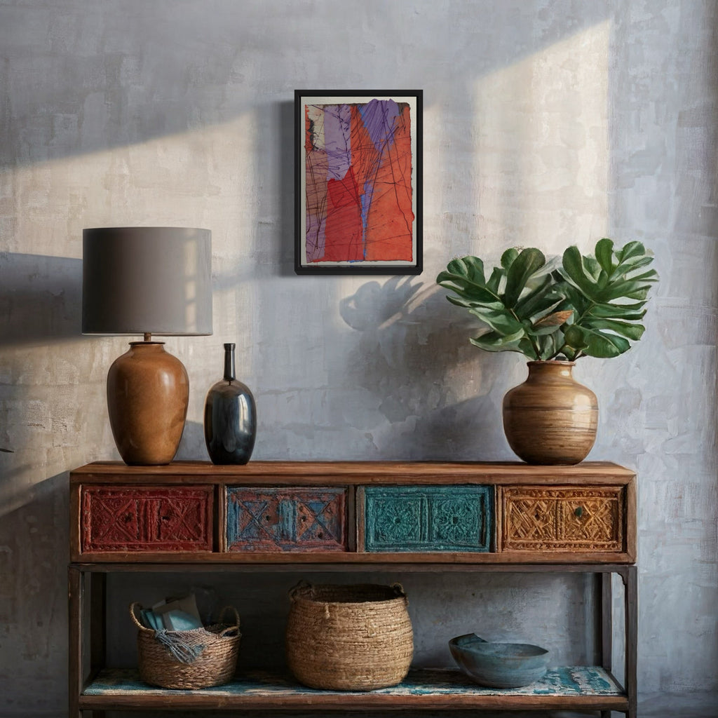 A photo of the artwork untitled #301, by Betty Friedman, hanging on a wall.