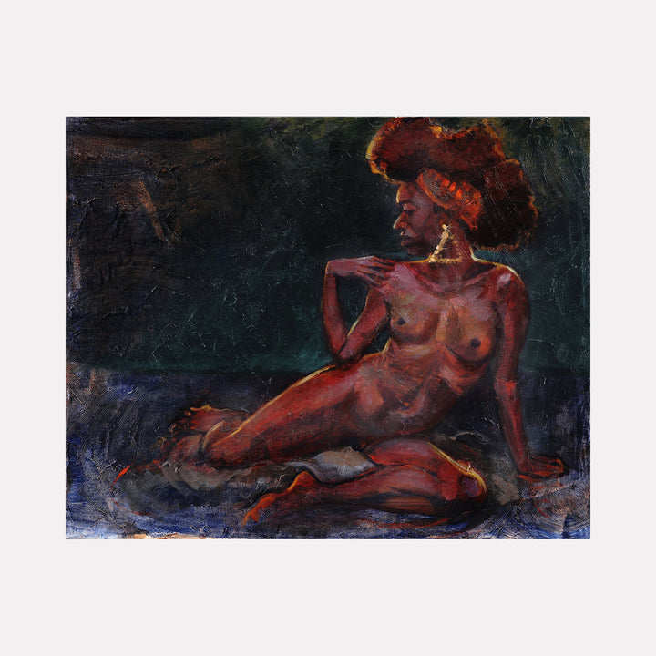 The artwork Nude with Golden Earrings, by JaeMe Bereal