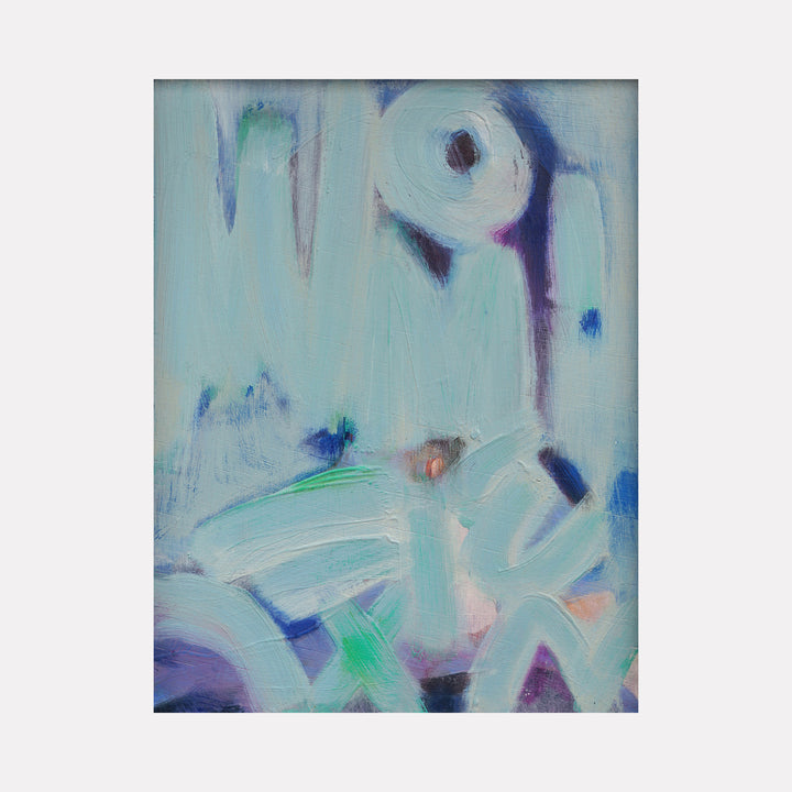 Marfa Blue by Lia Rodi captures a serene abstraction with soft, flowing shapes in pale blues, greens, and hints of lavender. The gentle layering and subtle brushwork create a soothing yet evocative composition with an ethereal, contemplative quality.