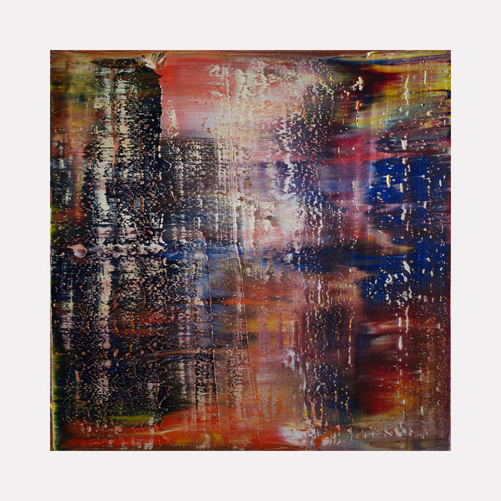 Abstract 3 by Harry Moody reveals a vibrant interplay of deep reds, blues, and muted golds with textured layers that create an immersive contemporary art piece rich in dynamic movement and atmospheric depth.