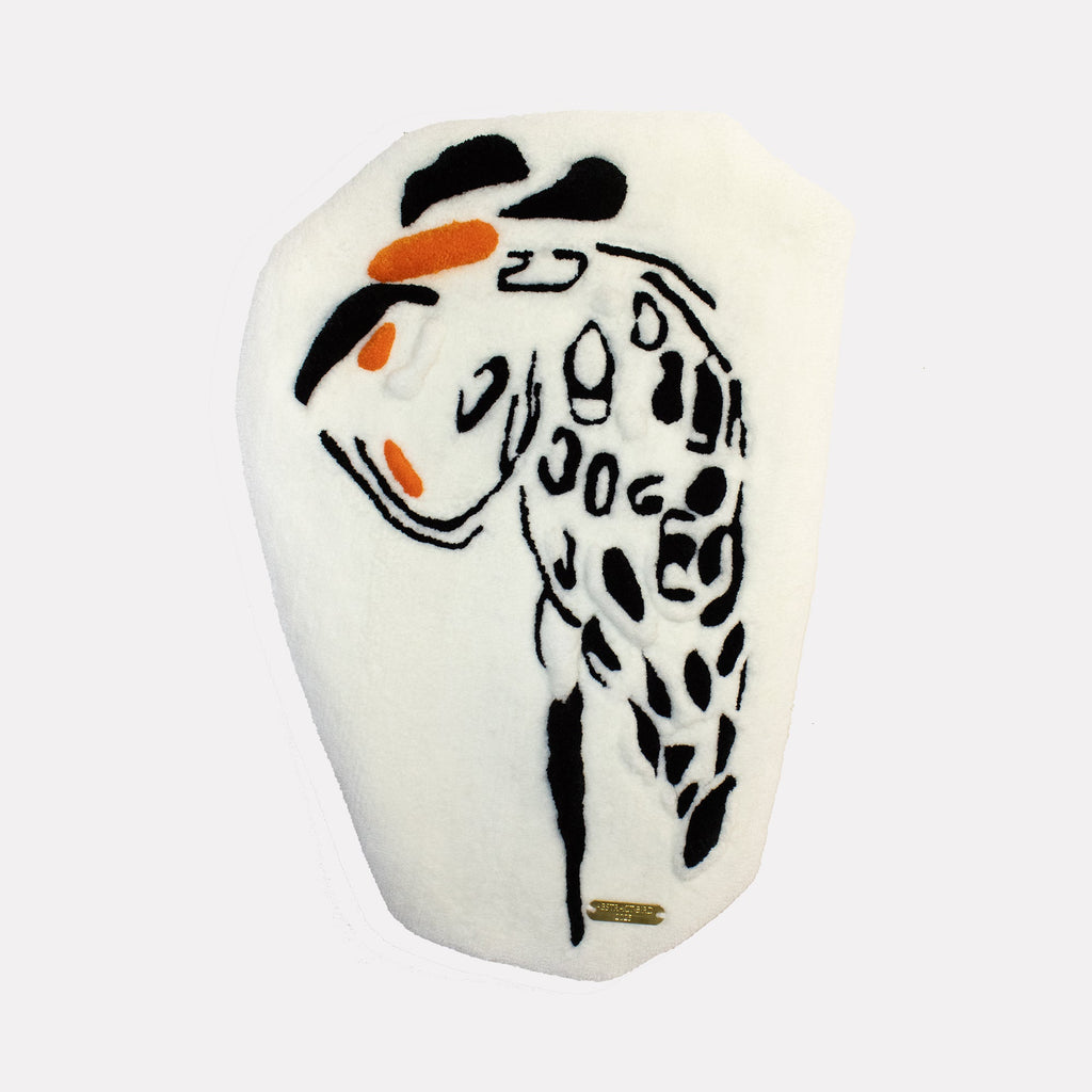 The artwork "Abstract Bird" by Abigail Henthorne presents a stylized avian figure outlined in bold black and accentuated with vibrant orange patches on a soft, cream background. The minimalist composition and flowing lines recall the graphic simplicity seen in Joan Miró’s organic forms combined with the modern abstraction of Franz Kline’s striking contrasts.