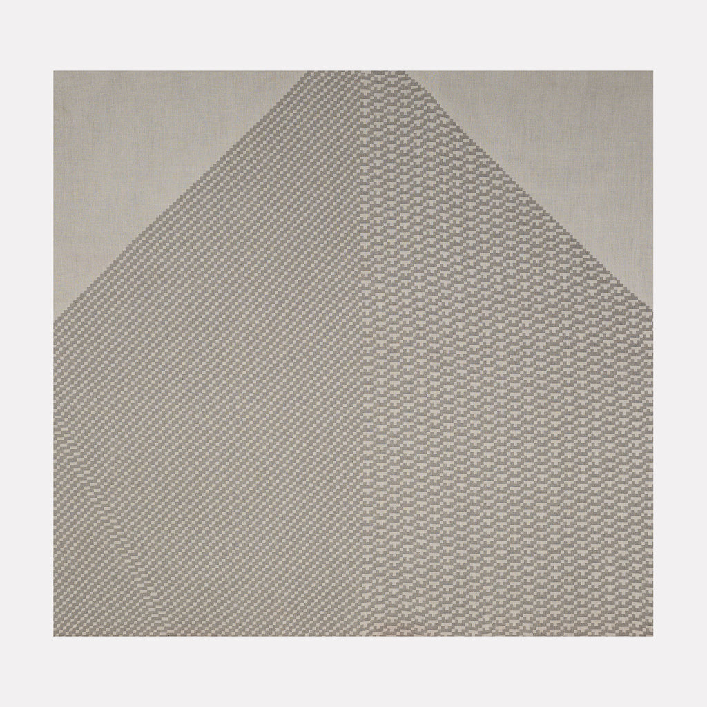 Algorithmic Textures (#4) by Craftwork displays a subtle geometric abstraction with interlocking textured patterns in muted beige tones, creating a refined and minimalist effect that highlights intricate layering and precision within the Curina art collection.