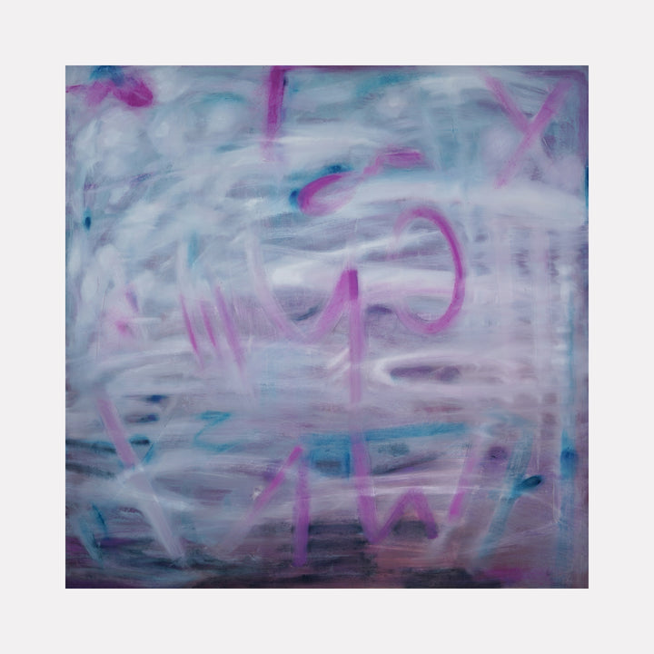 Nostalgia, Nutcrackers, and Neverland: Sometimes It's Just a Blur by Lia Rodi features a soft, ethereal abstraction with blurred strokes in pastel blues, purples, and hints of pink. The composition evokes a dreamy, elusive atmosphere, blending subtle shapes and muted tones in a contemplative, atmospheric expression.