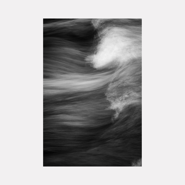 The artwork "Turbulence" by Kyle Murphy in gallery position 1 reveals a dynamic black-and-white abstraction of swirling water currents. The fluid motion and soft gradients evoke the intricate textures of Aaron Siskind’s abstract photography blended with the monochrome intensity and natural rhythm found in Michael Kenna’s landscapes.