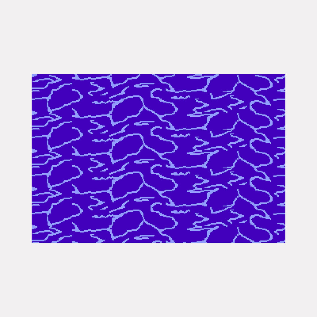 The artwork "WATER" by Harold Herb features an expansive composition of irregular, interconnected organic shapes in vivid and deep blue tones, evoking fluidity and movement reminiscent of rippling water surfaces. Its minimalist abstraction shares affinities with the fluid forms of Henri Matisse’s cut-outs and the bold color fields of Yves Klein’s monochromes, merging natural inspiration with geometric precision.