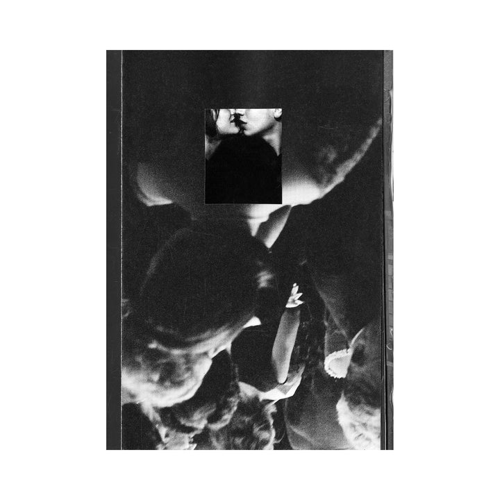 The artwork "You Just Gotta be The One" features a black and white photograph with a textured, grainy style illustrating soft, overlapping human forms and an inset close-up of two faces about to kiss, creating an intimate and emotional composition. The product is by vendor Kelly McGovern.