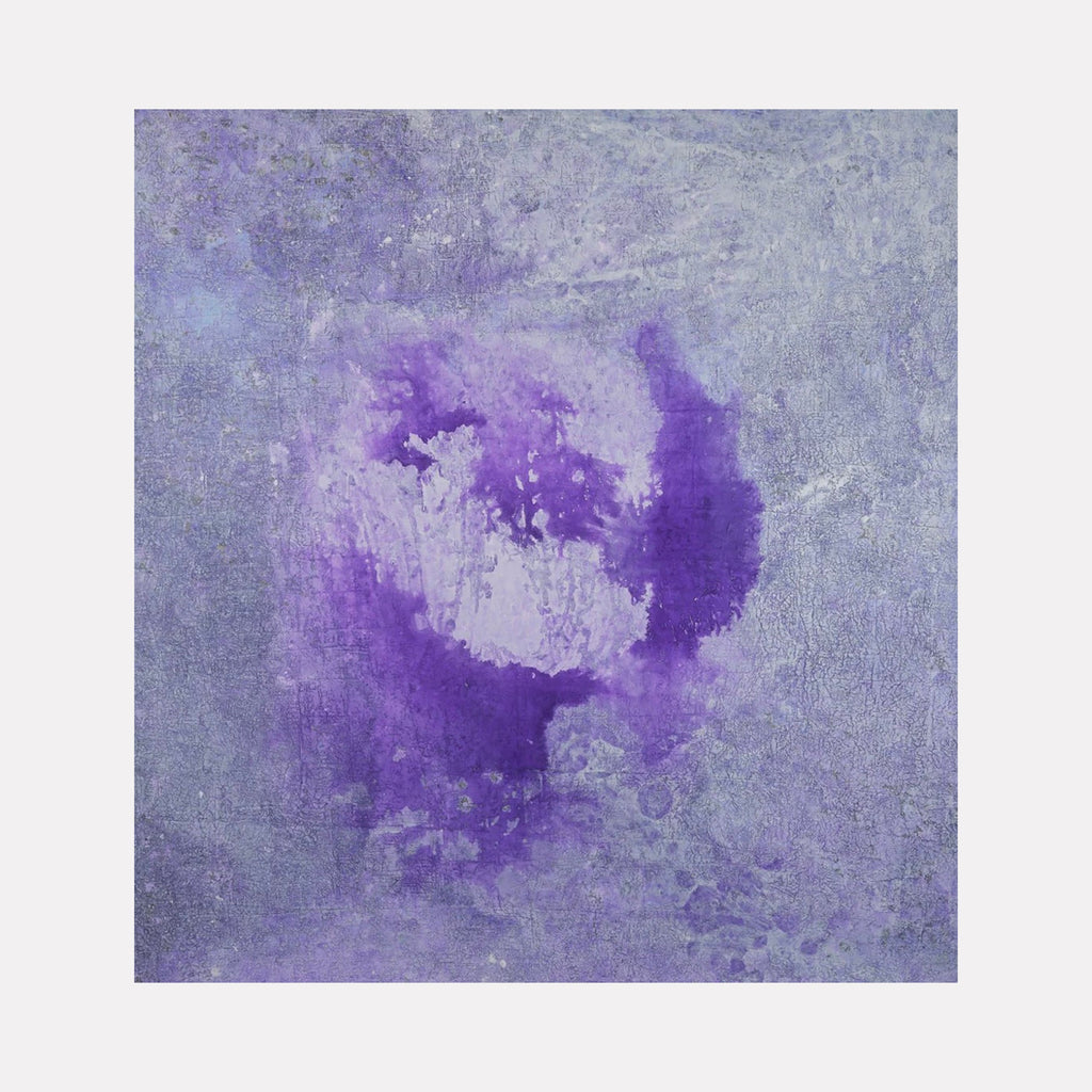The artwork "#102" by Nathan Aufrichtig features an abstract composition dominated by layered shades of soft lavender and muted purple. Textured, diffuse brushstrokes create an ethereal, cloud-like form at the center, evoking the atmospheric abstractions of Helen Frankenthaler and the subtle tonal depth reminiscent of Mark Rothko’s color fields.