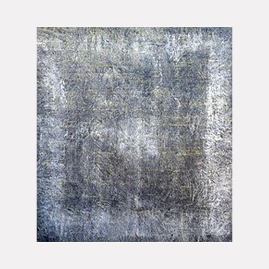 The artwork "#149" by Nathan Aufrichtig features a large abstract composition dominated by layered shades of gray with subtle hints of textured brushstrokes and surface variations. The muted color palette and atmospheric depth evoke the minimalist abstractions of Mark Rothko and the contemplative textures of Gerhard Richter.