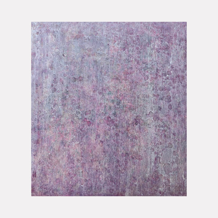 The artwork "#161" by Nathan Aufrichtig features an abstract composition with a textured surface of muted purples, soft grays, and subtle hints of pink. The layered application creates a weathered, atmospheric effect reminiscent of Mark Rothko’s color fields and the textured depth found in Helen Frankenthaler’s fluid abstractions.