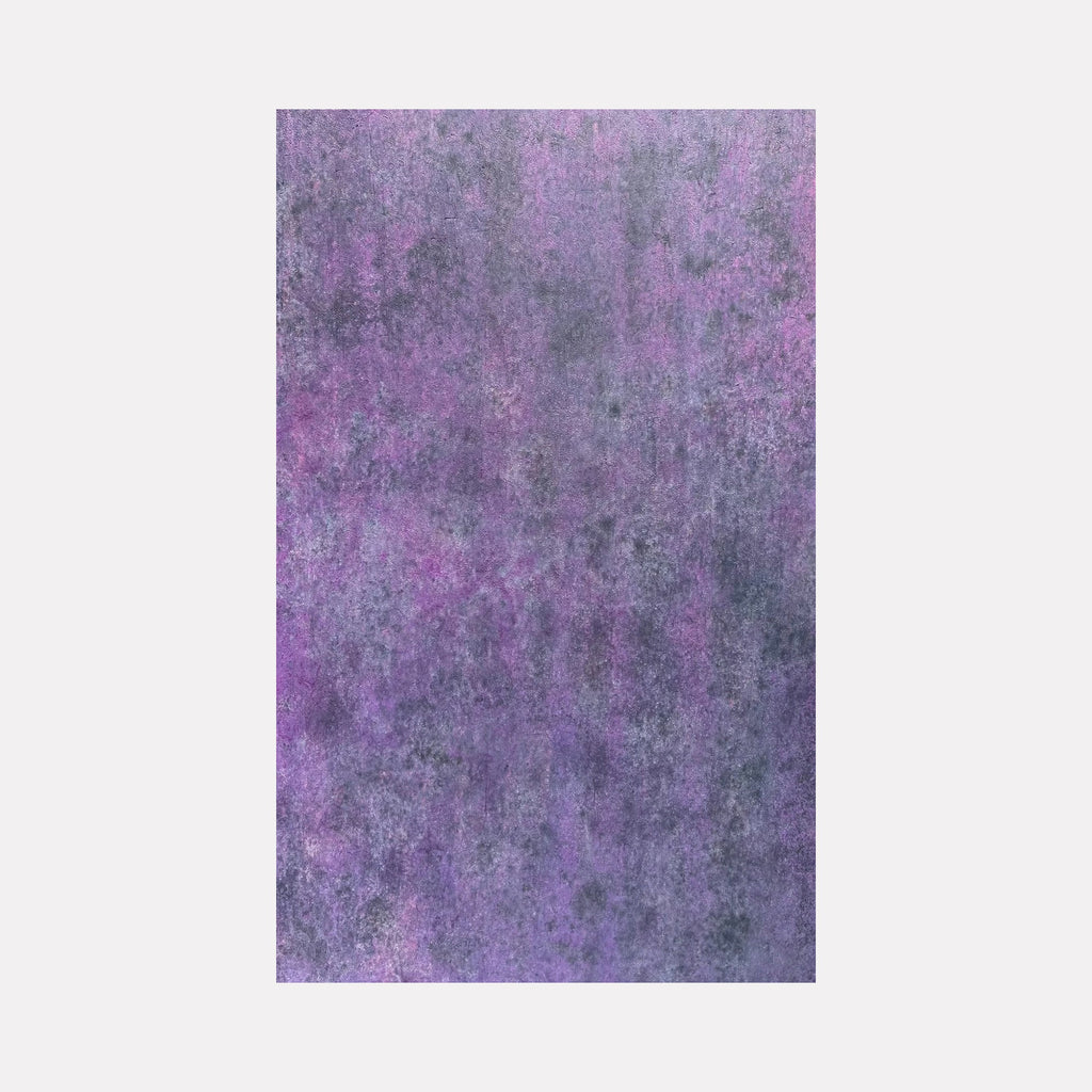 The artwork "#186" by Nathan Aufrichtig features a textured abstract composition in layered shades of deep purple, lavender, and gray. The soft blending and subtle variations create an atmospheric, almost ethereal quality reminiscent of Mark Rothko’s color field paintings and the meditative depth found in Helen Frankenthaler’s works.