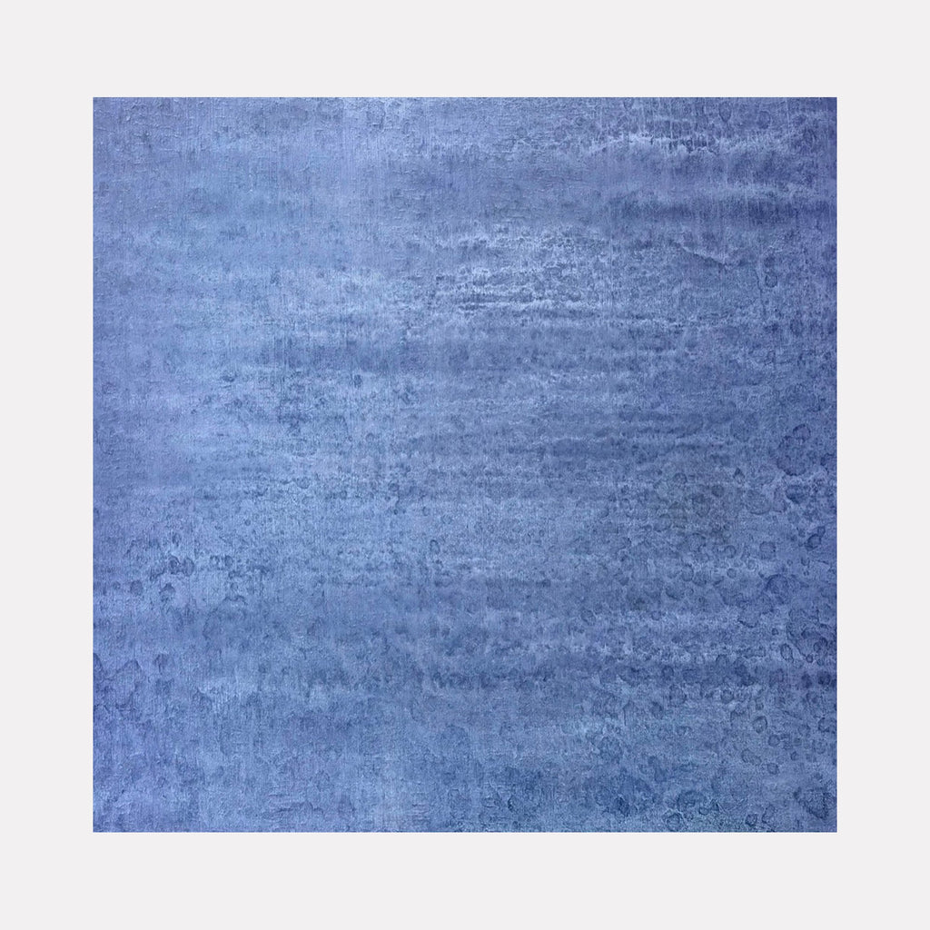 The artwork "#206" by Nathan Aufrichtig features a textured abstract composition dominated by cool blue tones with subtle variations and layered effects. The minimalist, immersive surface evokes a meditative atmosphere reminiscent of Mark Rothko’s color fields and Agnes Martin’s understated geometric subtlety.