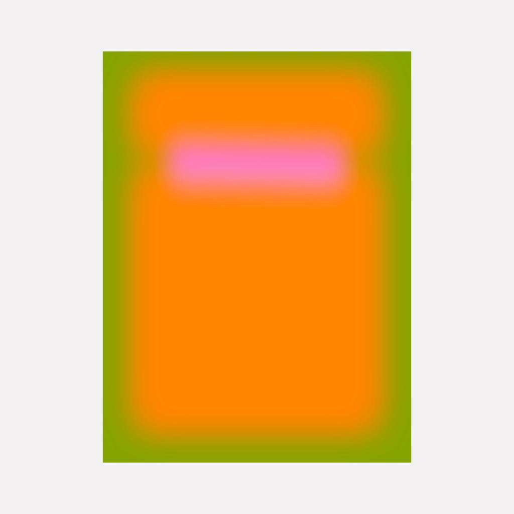 Glow [II] by Harold Herb evokes a vibrant interplay of bold orange and lush green hues surrounding a central soft pink band, blending glowing gradients that suggest warmth and energy with a contemporary abstract composition radiating modern simplicity and visual harmony.
