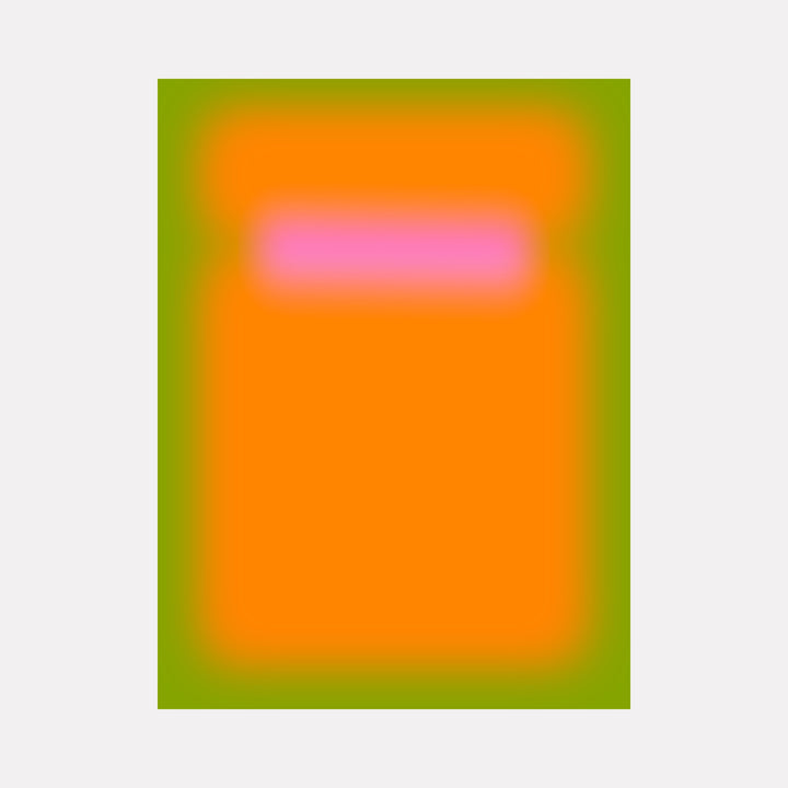 Glow [II] by Harold Herb evokes a vibrant interplay of bold orange and lush green hues surrounding a central soft pink band, blending glowing gradients that suggest warmth and energy with a contemporary abstract composition radiating modern simplicity and visual harmony.