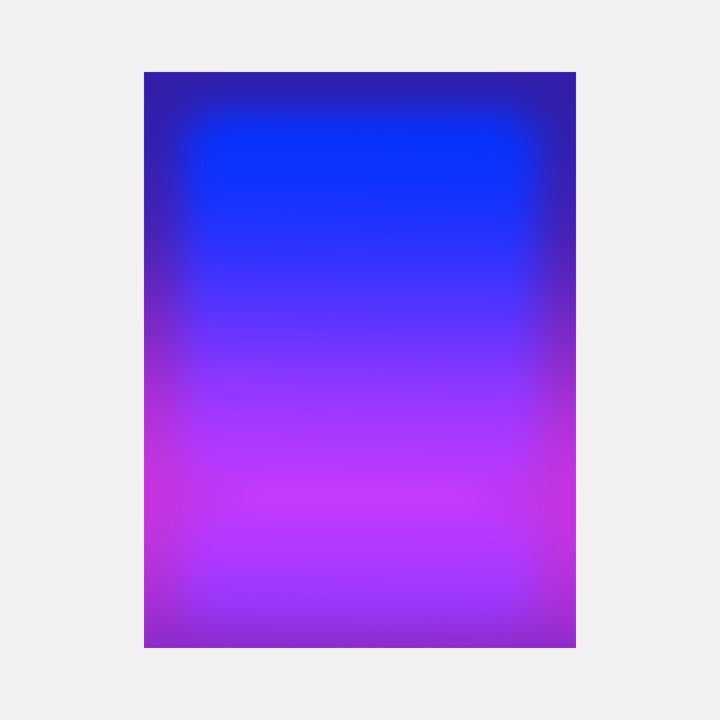 Glow [IV] by Harold Herb presents a luminous gradient blending deep cobalt blue into vibrant magenta and soft violet hues, creating a serene yet striking abstract composition that evokes a sense of calm energy and subtle depth through smooth transitions and radiant color layering.