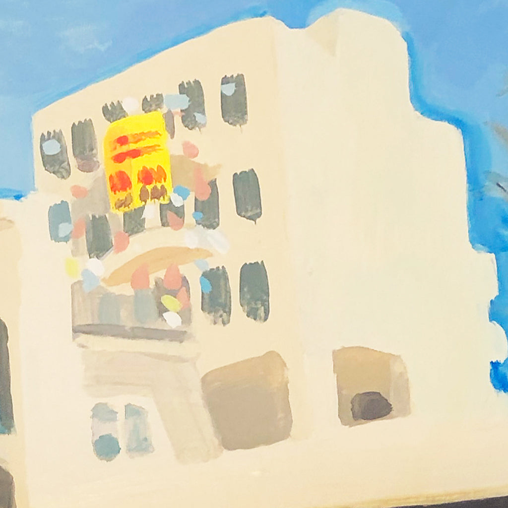 An original acrylic painting of street scenery by Michelle Selwa, an artist who has exhibited in New York, titled 146 West End Ave, October 2007.