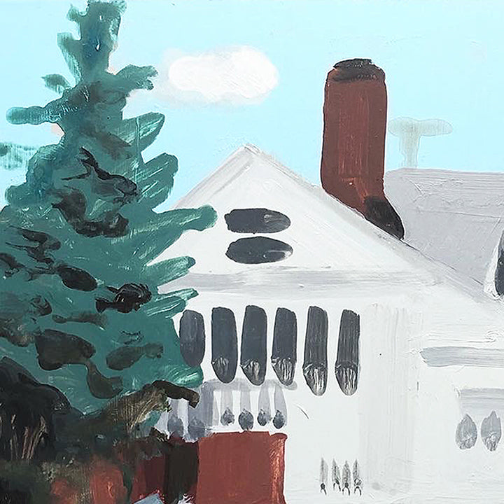 An original acrylic painting of a house by Michelle Selwa, an artist who has exhibited in New York, titled 160 Beaumont Street, October 2007.