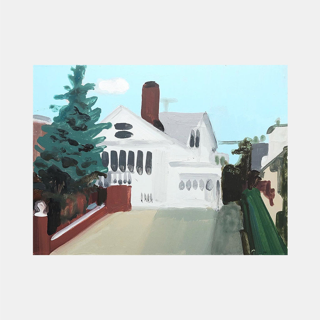 An original acrylic painting of a house by Michelle Selwa, an artist who has exhibited in New York, titled 160 Beaumont Street, October 2007.