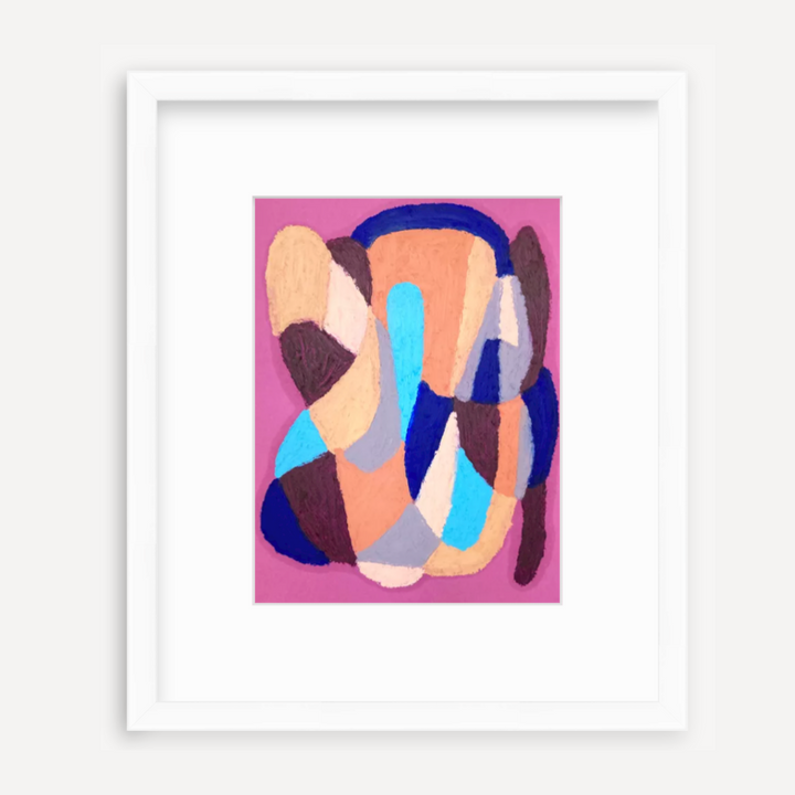 The artwork Blue and Peach on Purple (Print) by Alicia Little.