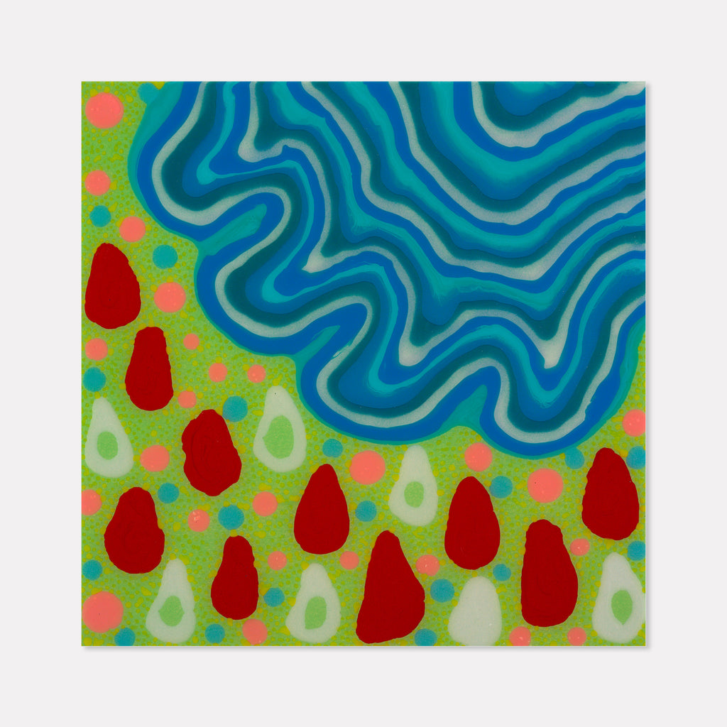 Dark Cyan Untitled (cloud red raindrops)