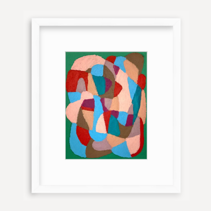 The artwork Blue, Peach and Red on Green (Print) by Alicia Little.